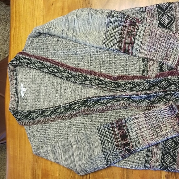 Nostalgia Sweaters - Chunky knit open front cardigan sweater with fringe hem. XL